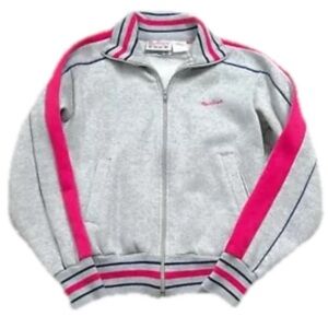 MacGregor Women’s Vintage Track Jacket Full Zip Sweatshirt Gray Pink Blue Small